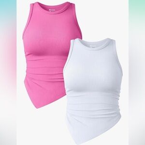 NWT OQQ 2 piece tank tops ruched crew neck basic stretch t-shirt  large